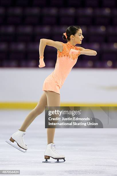 Emy Decelles of Canada skates during the junior ladies free skate at World Arena on September 5, 2015 in Colorado Springs, Colorado.