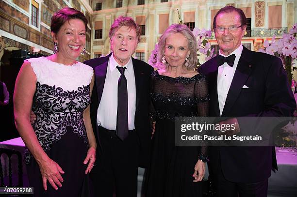 Princess Grace Awards Gala Honorees Sibylle Szaggars Redford and Robert Redford, Sir Roger Moore and Kristina Tholstrup attend the 2015 Princess...