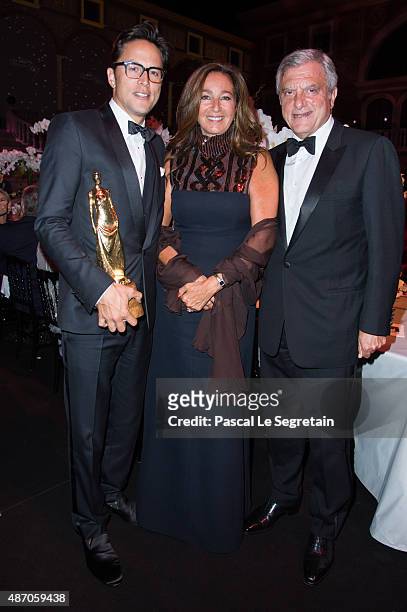 President and CEO Christian Dior Couture Sidney Toledano , Katia Toledano and Princess Grace Statue Award Recipient Cary Fukunaga attend the 2015...
