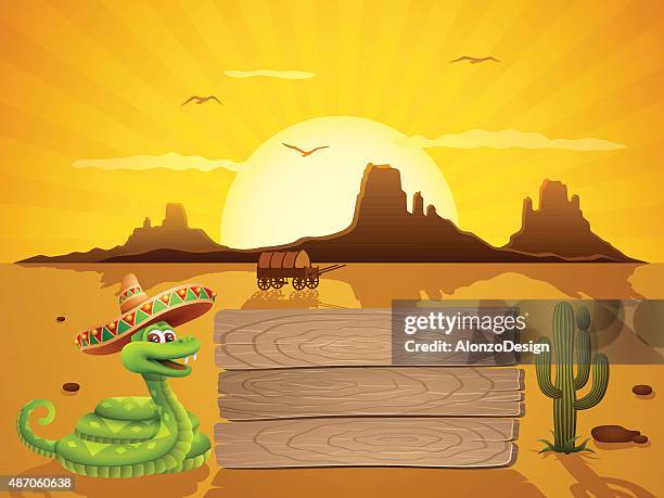 mexican snake in desert - sunburn stock illustrations