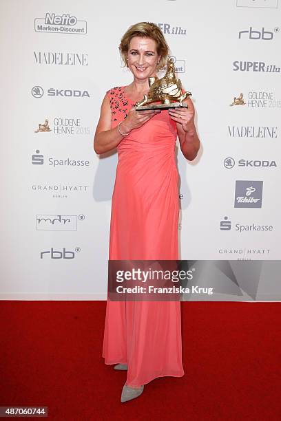 Claudia Pechstein attends Madeleine At Goldene Henne 2015 on September 05, 2015 in Berlin, Germany.