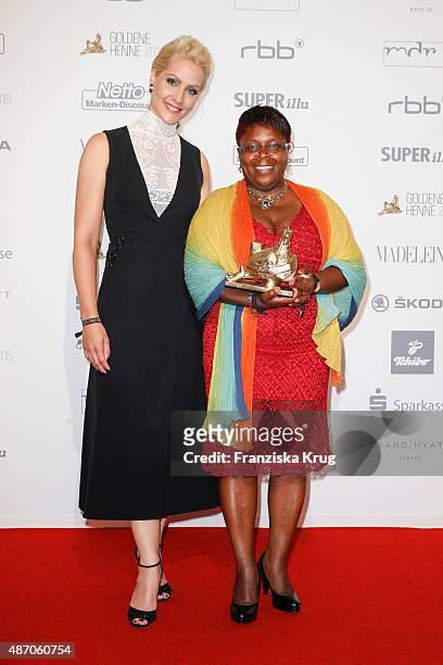 Judith Rakers and Juliana Luisa Gombe attend Madeleine At Goldene Henne 2015 on September 05, 2015 in Berlin, Germany.