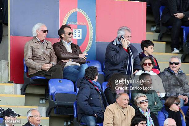 The president of Cagliari Massimo Cellino looks on during the Serie A match between Cagliari Calcio and Parma FC at Stadio Sant'Elia on April 27,...
