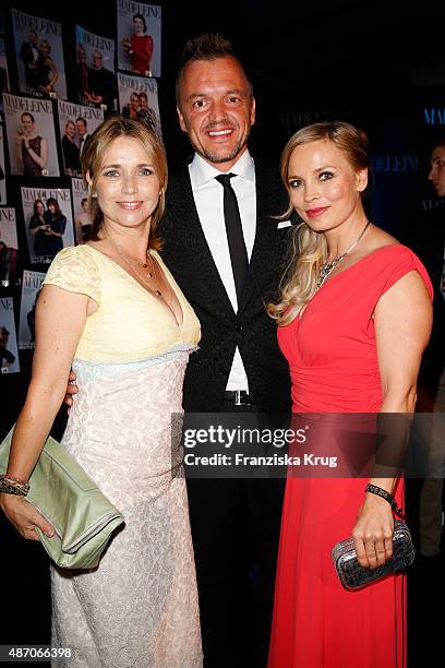 Tina Ruland, Volker Valk and Regina Halmich attend Madeleine At Goldene Henne 2015 on September 05, 2015 in Berlin, Germany.