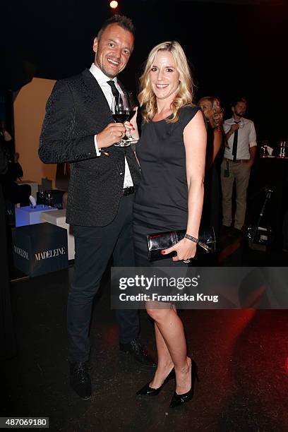 Volker Valk and his wife attend Madeleine At Goldene Henne 2015 on September 05, 2015 in Berlin, Germany.