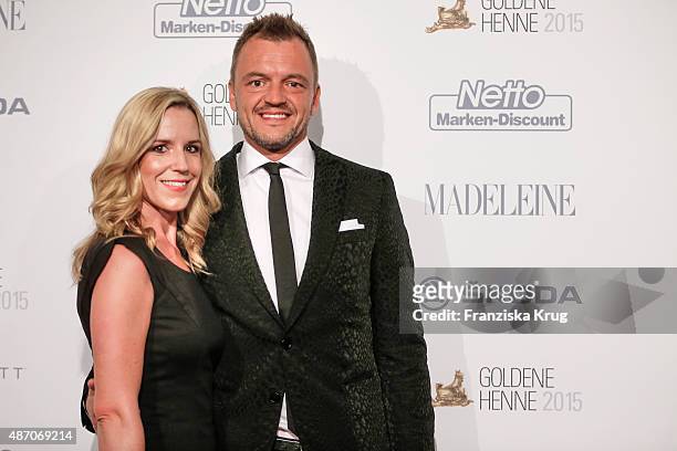 Volker Valk and his wife attend Madeleine At Goldene Henne 2015 on September 05, 2015 in Berlin, Germany.