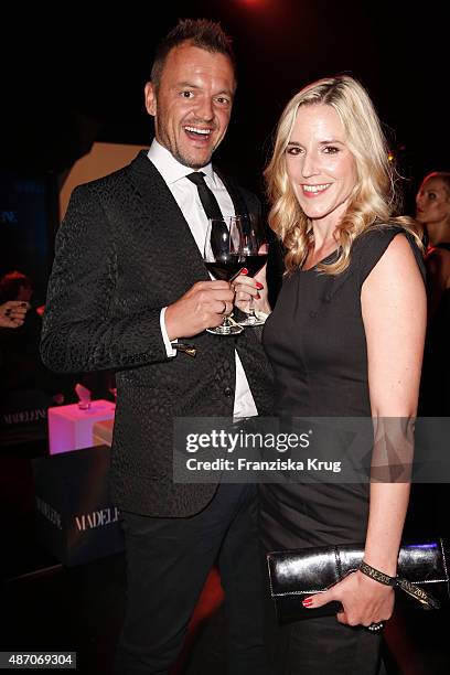 Volker Valk and his wife attend Madeleine At Goldene Henne 2015 on September 05, 2015 in Berlin, Germany.