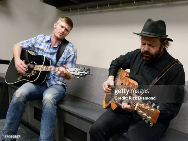 S Nashville cast member Chris Carmack and Recording Artist Colin Linden backstage at St. Jude Country Music Marathon & Half Marathon Presented By...