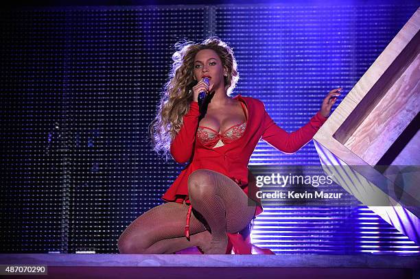 Beyonce performs onstage during the 2015 Budweiser Made in America Festival at Benjamin Franklin Parkway on September 5, 2015 in Philadelphia,...