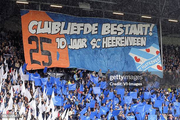 Spandoek keeper Brian Vandenbussche of SC Heerenveen during the Dutch Eredivisie match between sc Heerenveen and Fc Utrecht at Abe Lenstra Stadium on...