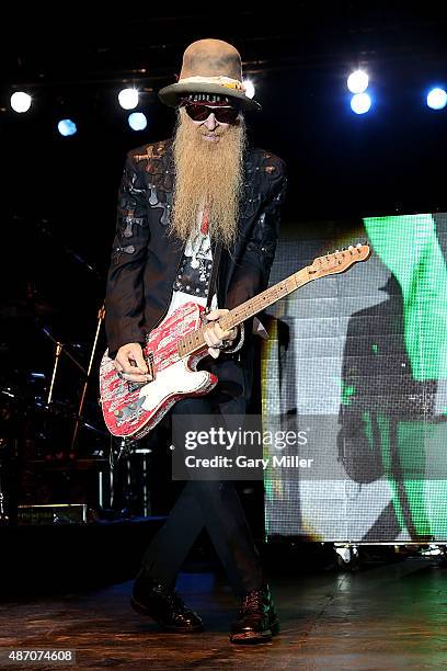 Billy Gibbons of ZZ Top performs at the Fayette County Fairgrounds on September 5, 2015 in La Grange, Texas.