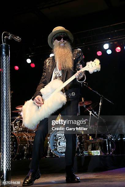 Billy Gibbons of ZZ Top performs at the Fayette County Fairgrounds on September 5, 2015 in La Grange, Texas.