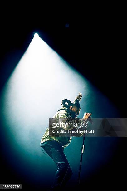 The Weeknd performs on Day 1 at the 2015 Bumbershoot Festival at Seattle Center on September 5, 2015 in Seattle, Washington.