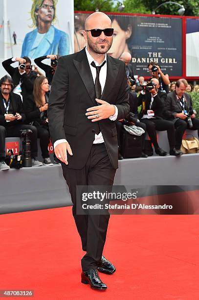 Giuliano Sangiorgi attends a premiere for 'The Wait' during the 72nd Venice Film Festival at Palazzo del Casino on September 5, 2015 in Venice, Italy.