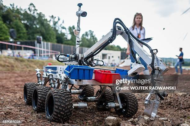 Mars rover Fumar of Polish team FUPLA from Kielce University of Technology is seen during the European Rover Challenge 2015 on September 5, 2015 in...