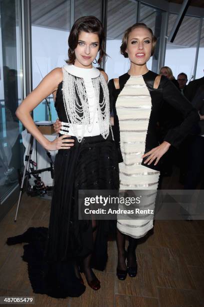 Marie Nasemann and Alena Gerber attend the Rebekka Ruetz Fashion Show at Top Mountain Star on April 26, 2014 at Hochgurgl near Solden, Austria.