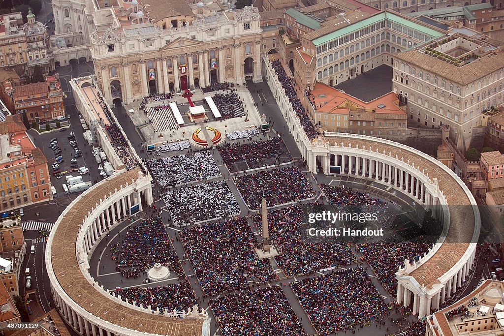 Pope John Paul II And Pope John XXIII Are Canonized During A Vatican Mass