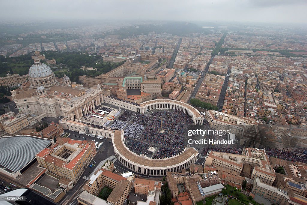 Pope John Paul II And Pope John XXIII Are Canonized During A Vatican Mass