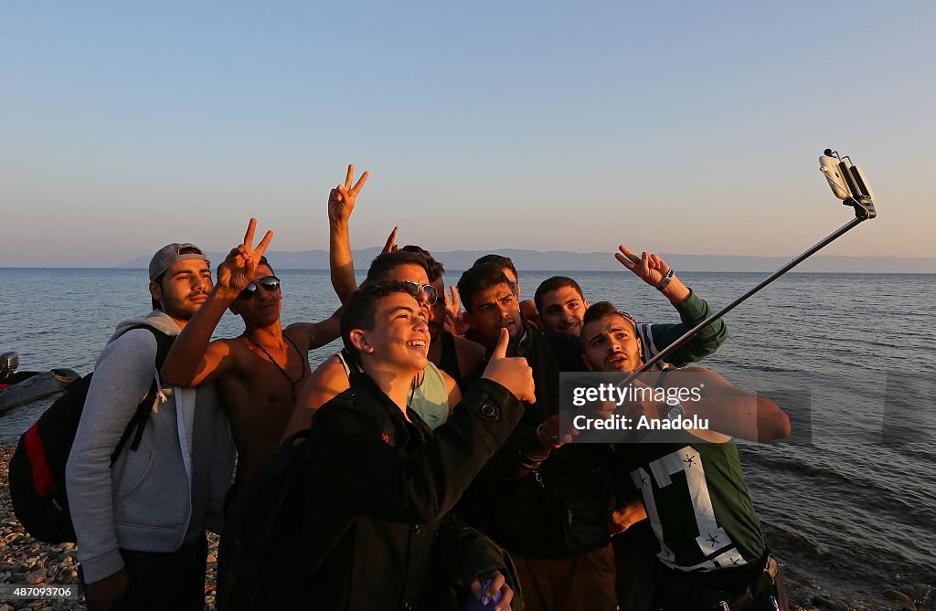 Refugees arrive in Greece's Lesbos Island