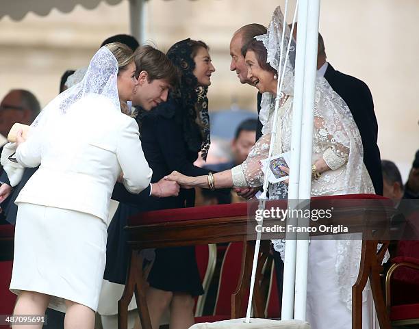 Maria Teresa of Luxembourg ,Prince Louis of Luxembourg, King Juan Carlos and Queen Sofia of Spain attend the Canonization Mass in which John Paul II...