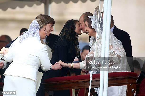 Maria Teresa of Luxembourg , Prince Louis of Luxembourg, Princess Tessy of Luxembourg, King Juan Carlos and Queen Sofia of Spain attend the...