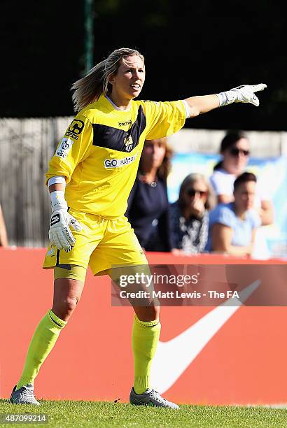 Carly Telford of Notts County Ladies in action during the FA WSL match between Chelsea Ladies FC and Notts County Ladies FC on September 6, 2015 in...