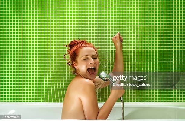 enjoy the music - singing shower stock pictures, royalty-free photos & images