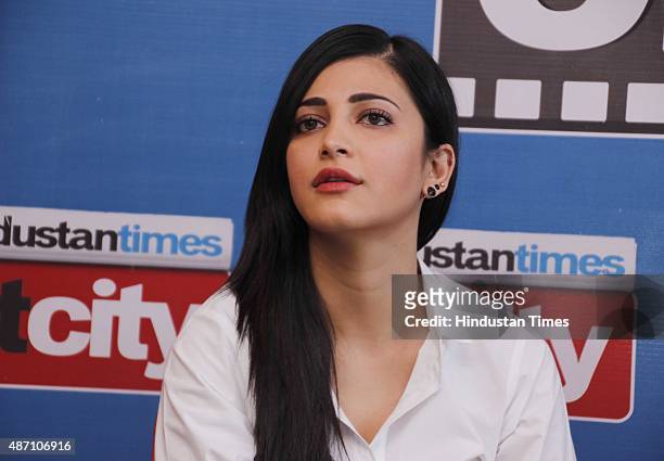 Bollywood actor Shruti Haasan during an exclusive interview with HT City-Hindustan Times for the promotion of upcoming movie Welcome Back at HT Media...