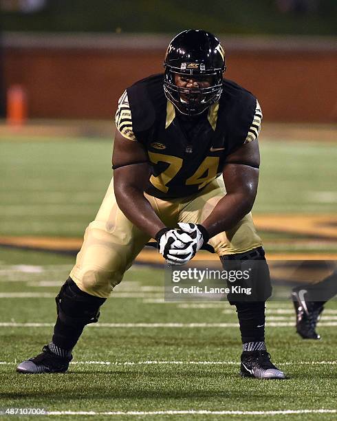 Phil Haynes of the Wake Forest Demon Deacons in action against the Elon Phoenix at BB&T Field on September 3, 2015 in Winston-Salem, North Carolina....