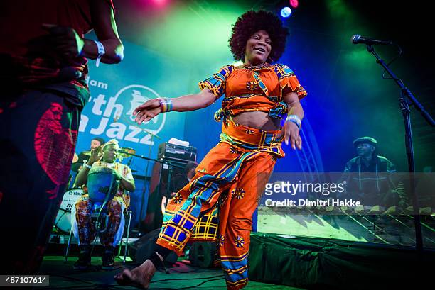 'Mamie' Bosio Tokala of Kasai Allstars performs on stage at Port Of Rotterdam North Sea Jazz Festival on July 11, 2015 in Rotterdam, Netherlands.
