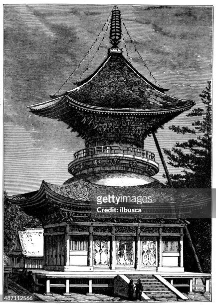 bildbanksillustrationer, clip art samt tecknat material och ikoner med people and traditions of the world: japanese pagoda - japanese pagoda