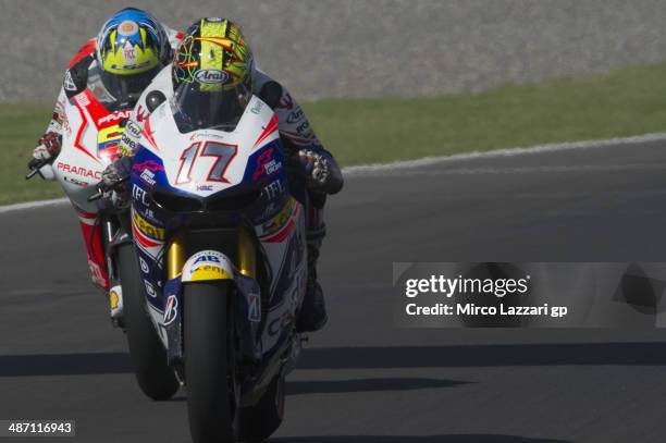 Karel Abraham of Czech and Cardion AB Motoracing leads the field during the MotoGP race during the MotoGp of Argentina - Race at on April 27, 2014 in...