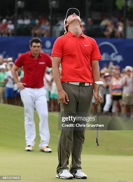 Seung-Yul Noh celebrates after his win during the Final Round of the Zurich Classic of New Orleans at TPC Louisiana on April 27, 2014 in Avondale,...