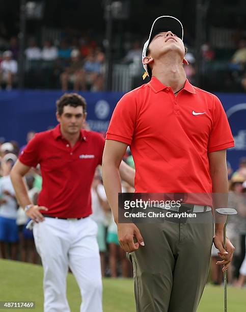 Seung-Yul Noh celebrates after his win during the Final Round of the Zurich Classic of New Orleans at TPC Louisiana on April 27, 2014 in Avondale,...