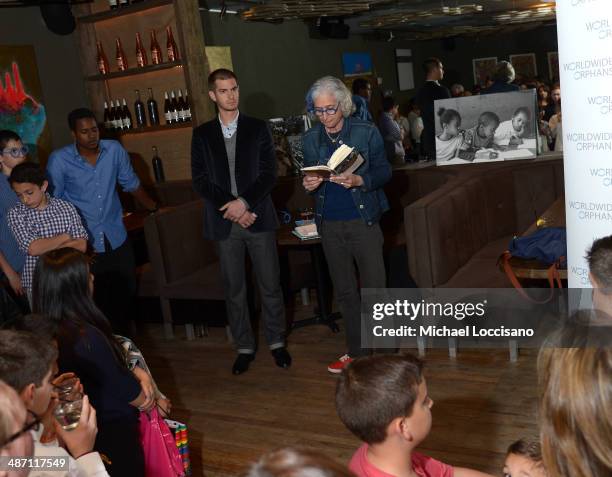 Andrew Garfield with Dr.Jane Aronson & WWO Host Salon Event In NYC on April 27, 2014 in New York City.