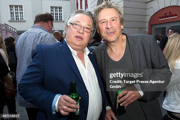 Bernd Stegemann and Hendrik Duryn attend the 'Dirty Dancing' musical premiere at Admiralspalast on April 27, 2014 in Berlin, Germany.