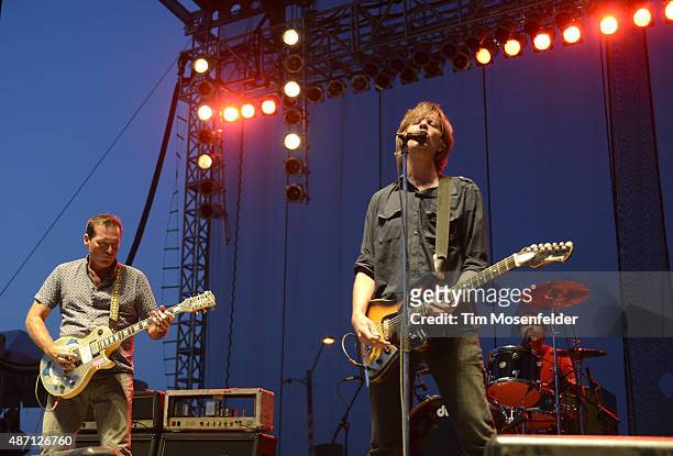 John Reis and Rick Froberg of Drive Likle Jehu perform during Riot Fest at the National Western Complex on August 29, 2015 in Denver, Colorado.