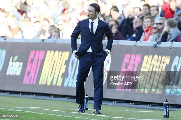 Croatia's coach Niko Kovac reacts during the Euro 2016 Group H qualifying football match between Norway and Croatia at in Oslo, on September 6, 2015....