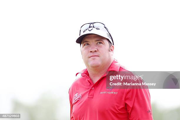 Andrew Svoboda on the 18th green during the final round of the Zurich Classic of New Orleans at TPC Louisiana on April 27, 2014 in Avondale,...