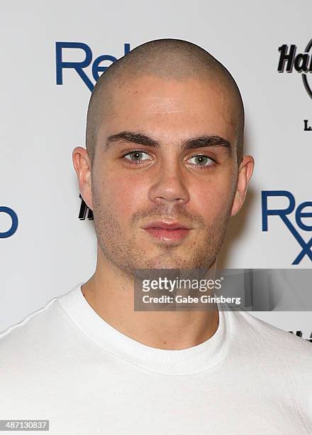 Singer Max George of The Wanted arrives at the Hard Rock Hotel & Casino during the resort's Rehab pool party on April 27, 2014 in Las Vegas, Nevada.