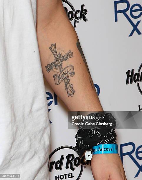 Singer Max George of The Wanted arrives at the Hard Rock Hotel & Casino during the resort's Rehab pool party on April 27, 2014 in Las Vegas, Nevada.