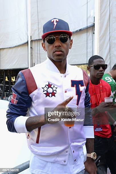 Fabolous appears backstage during the 2015 Budweiser Made in America Festival at Benjamin Franklin Parkway on September 6, 2015 in Philadelphia,...