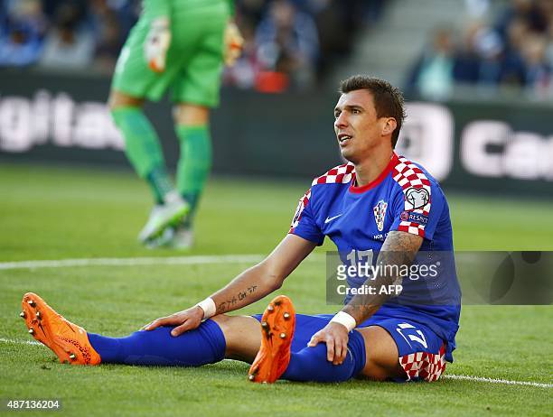 Croatia's Mario Mandzukic reacts during the Euro 2016 Group H qualifying football match between Norway and Croatia at in Oslo, on September 6, 2015....