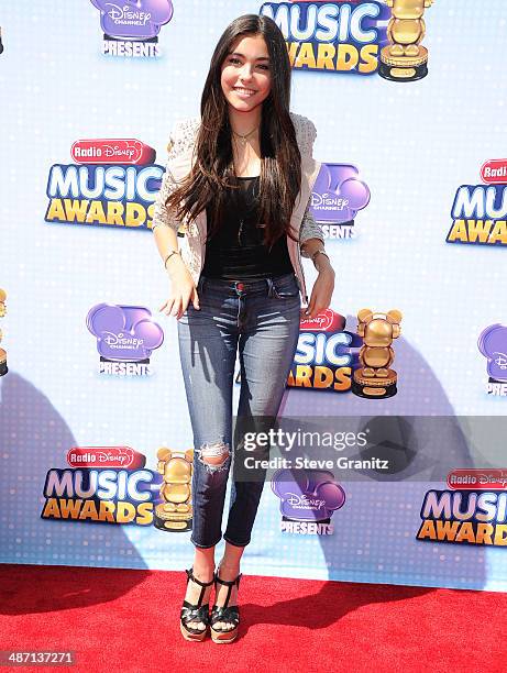 Madison Beer arrives at the Disney Channel Presents 2014 Radio Disney Music Awards at Nokia Theatre L.A. Live on April 26, 2014 in Los Angeles,...