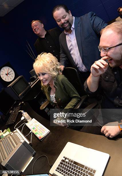 Back row: Kirt Webster, Webster PR, Danny Nozell, CTK Mangement. Front row: Dolly Parton and Luke Myszka, CTK Mangement/Dolly Records watch as Dolly...