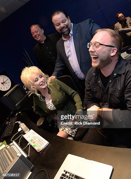Back row: Kirt Webster, Webster PR, Danny Nozell, CTK Mangement. Front row: Dolly Parton and Luke Myszka, CTK Mangement/Dolly Records watch as Dolly...