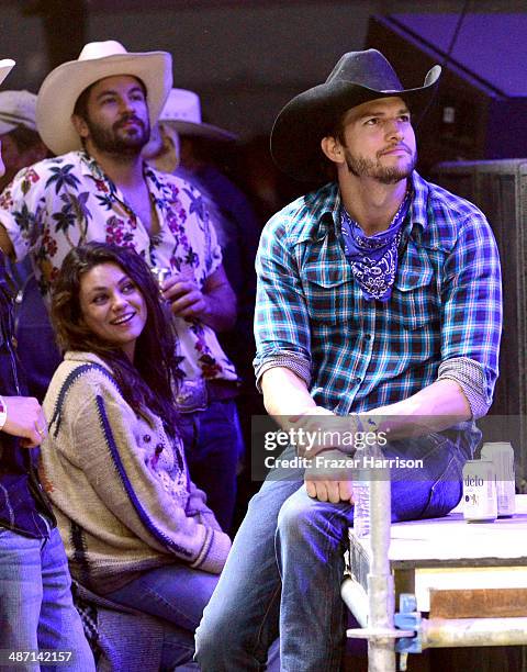 Actors Jordy Masterson, Mila Kunis and Ashton Kutcher seen during day 3 of 2014 Stagecoach: California's Country Music Festival at the Empire Polo...