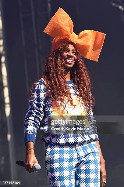 Santigold performs onstage during the 2015 Budweiser Made in America Festival at Benjamin Franklin Parkway on September 6, 2015 in Philadelphia,...