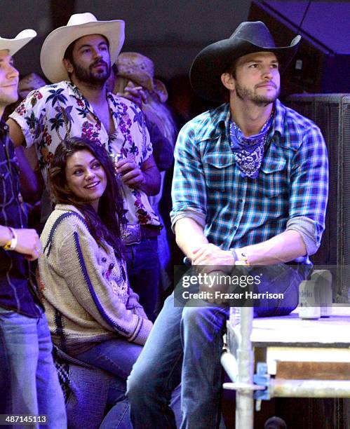 Actors Jordy Masterson, Mila Kunis and Ashton Kutcher seen during day 3 of 2014 Stagecoach: California's Country Music Festival at the Empire Polo...