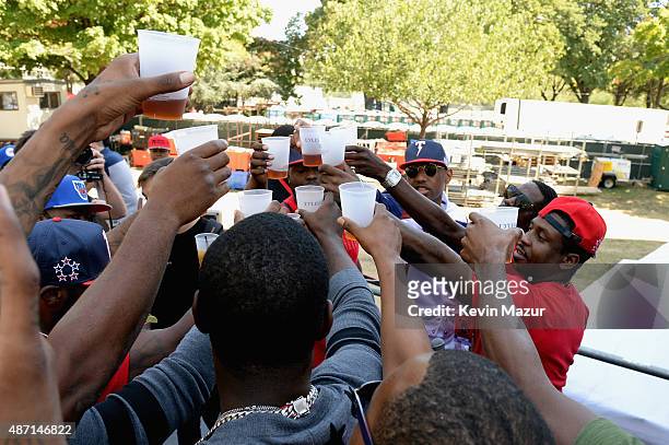 Fabolous appears backstage during the 2015 Budweiser Made in America Festival at Benjamin Franklin Parkway on September 6, 2015 in Philadelphia,...